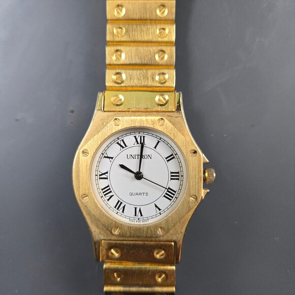 Gold Unisex Quartz Watch - Cartier Santos Style - Picture 1 of 5